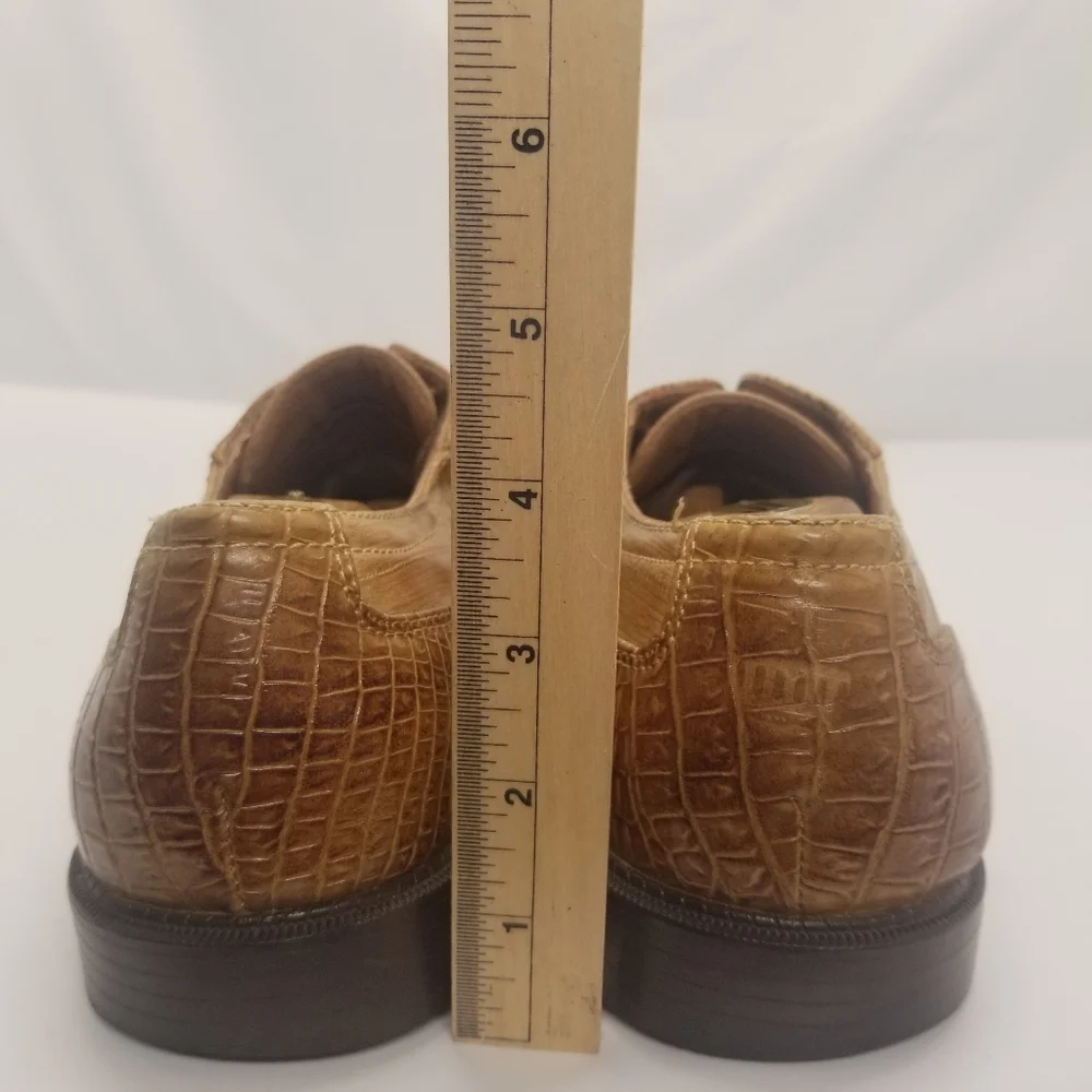 Antonio Cerrelli Elite 6436 Mens Size 8.5 Tan Faux Leather Croc Print Oxford